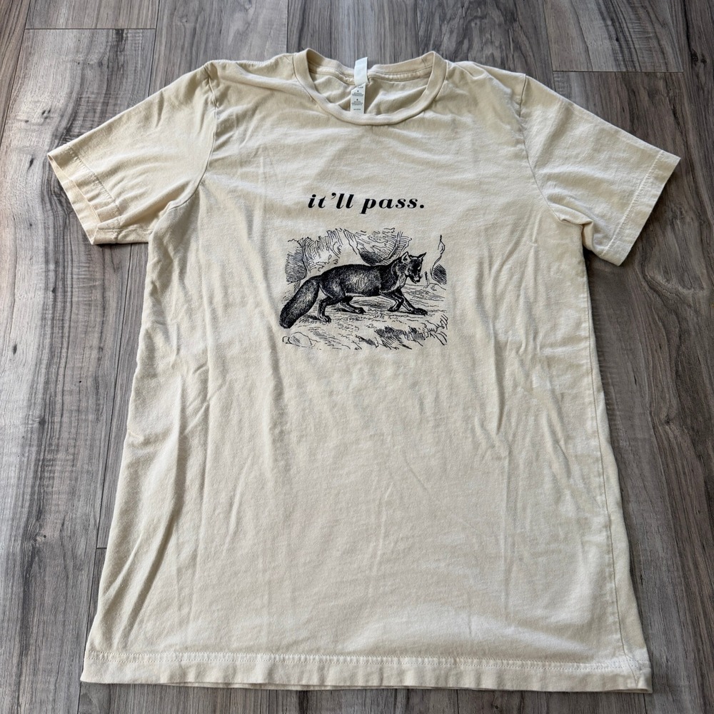 It'll Pass Fox Graphic TShirt Tee Indie Cottagecore Bella Canvas Natural Medium - Picture 2 of 8